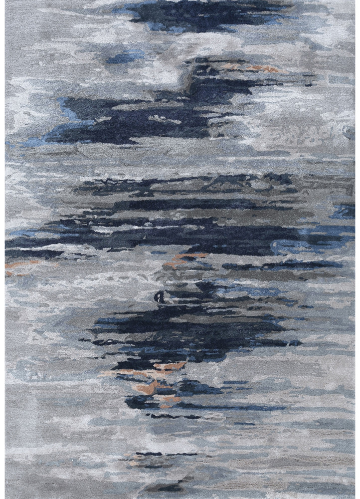 genesis grey and black wool and viscose hand tufted Rug - HeadShot
